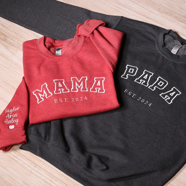 Personalized Mama Embroidered Sweatshirt With Date & Name, Mother's Day Gift