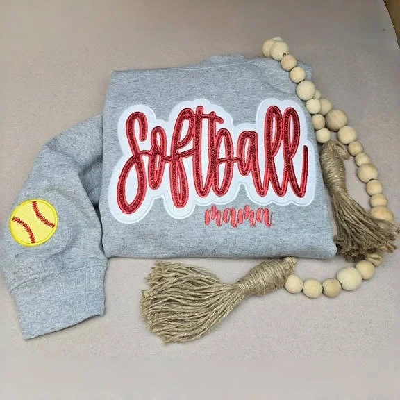 Personalized Softball mama Glitter Sweatshirt, Hoodie & T-shirt