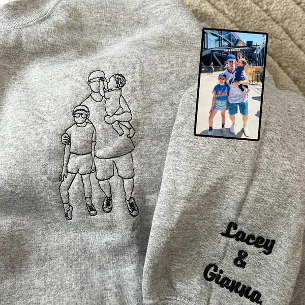 Custom embroidered photo portrait sweatshirt gift for papà,papá,pai