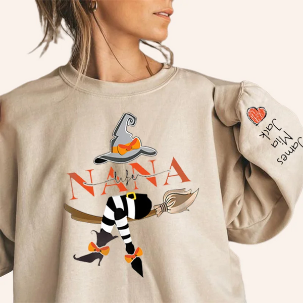 Personalized Grandma Life Witch With Grandkids Halloween Sweatshirt