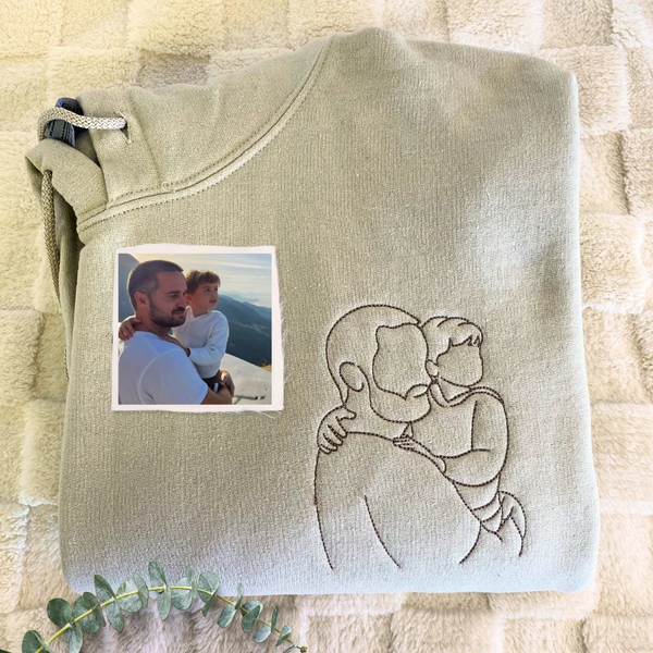 Custom Father-Son Portrait Hoodie – Personalized Father's Day Gift