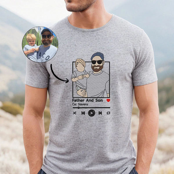 Custom Full Color Embroidered Sweatshirt Portrait Family, Dad, Lover