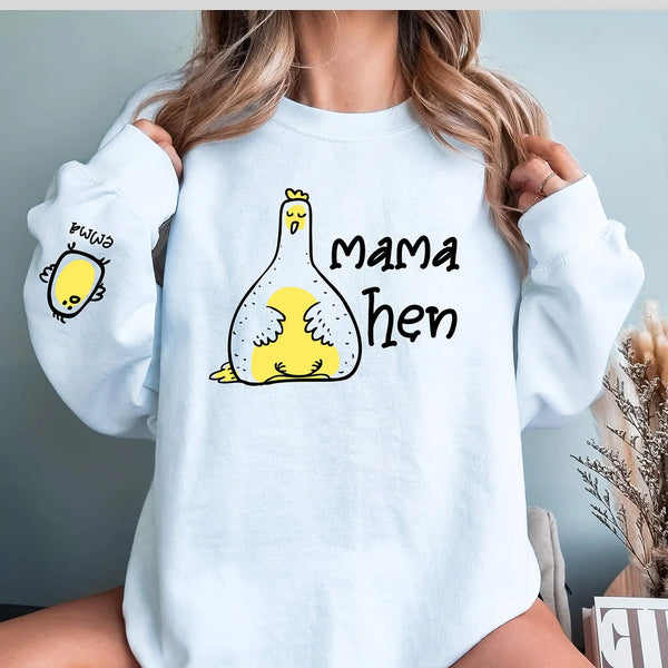 Custom Chicken Mama Sweatshirt with Kids' Names - Funny Mama Hen Sweater