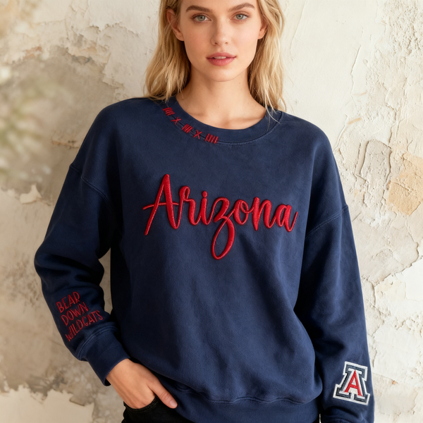 VINTAGE 3D Embroidery Unisex Hand Distressed Crewneck