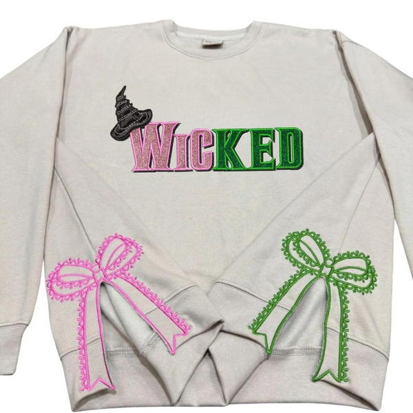 Custom Wicked Glitter Side Bow Embroidered Sweatshirt