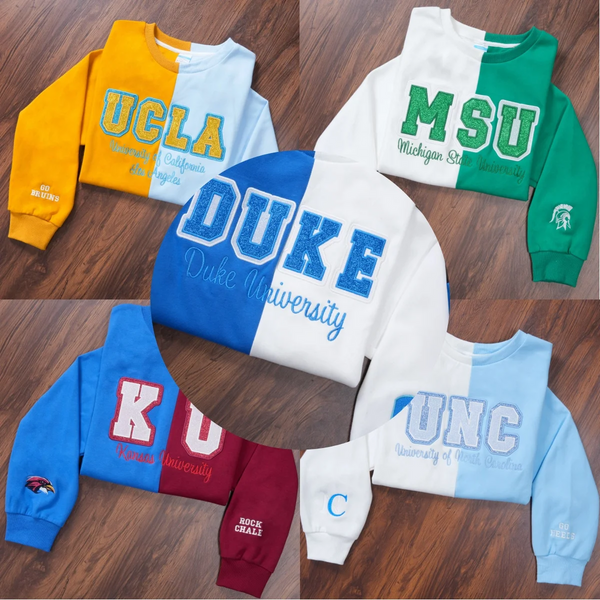 Custom College Team Two-Tone Embroidered Sweatshirt