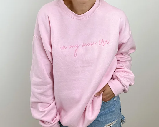 Embroidered "in my mom ear" Sweatshirt with Children Name