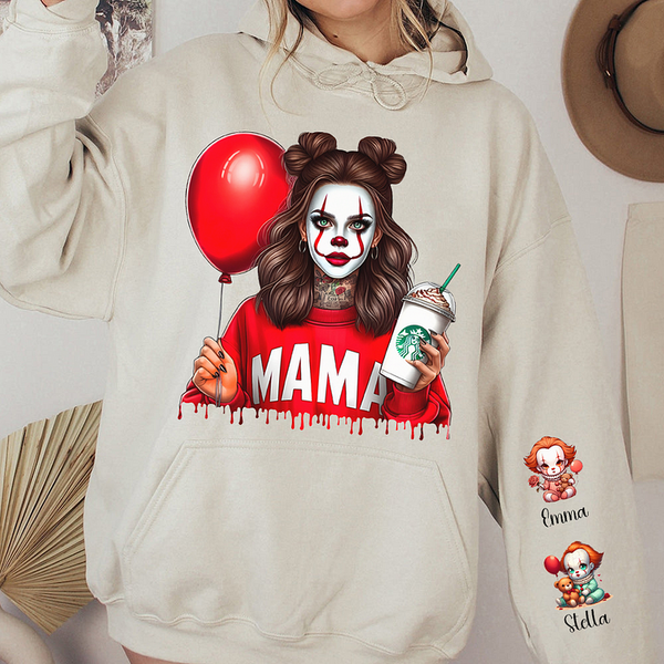 Custom Halloween MAMA Sweatshirt with Kid's Names on the Sleeve