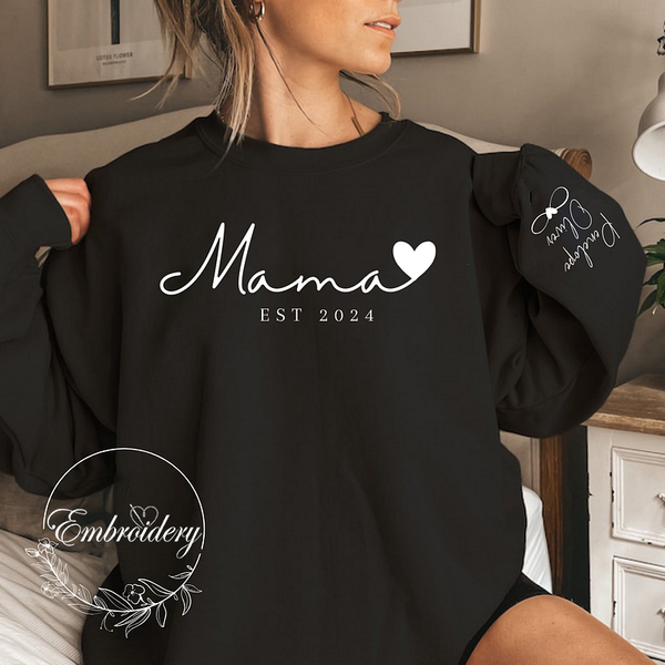 Mom,Thanks For Your Endless Love-Custom Minimalist Mama Sweatshirt with Kids Names,Best Gift For Mom