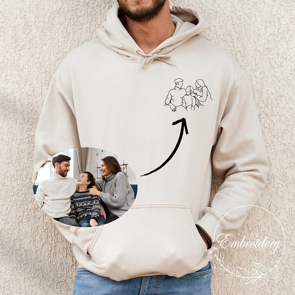 Family Portrait-Custom Portrait from Photo Sweatshirt,Family Gift,Couple Gift,Dad Gift