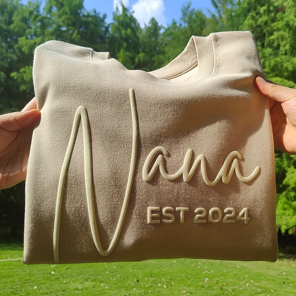 Puff Print Mama Sweatshirt With Kids Names On Sleeve