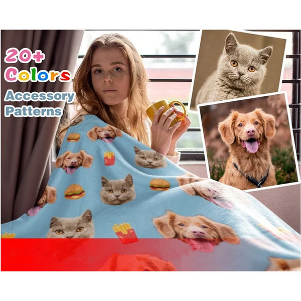 Customized Face Blankets, Personalized Pet Photo Blanket, Dog Blanket