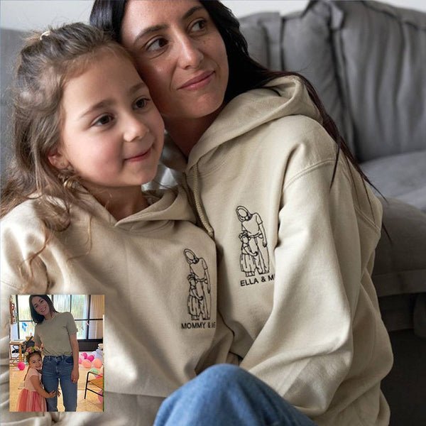 Mom's Threaded Treasure - Custom Line Art Hoodie Sweatshirt/shirt-Gift for Mom,Dad