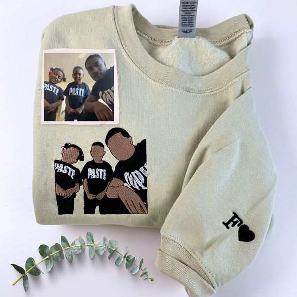 Father's Day Sweatshirt, Personalized Gifts for Dad from Daughter or Son with Outline Portrait Photo