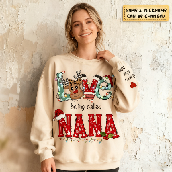 Personalized Christmas Reindeer Love Being Called Grandma Sweatshirt