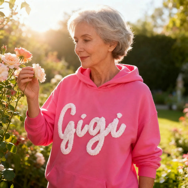 Custom Embroidered Gigi Chenille Yarn Sweatshirt, Christmas Gift For Mom