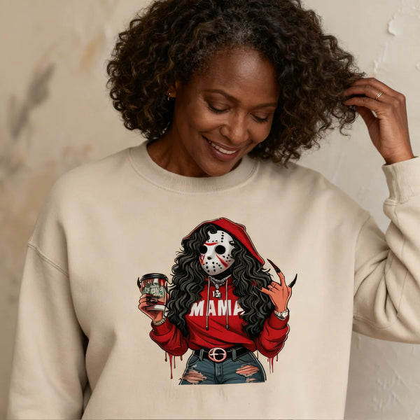 Custom Halloween Spooky Black MAMA Sweatshirt with Kid's Names on the Sleeve