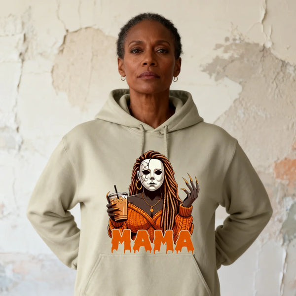 Custom Halloween Black Cool MAMA Sweatshirt with Kid's Names on the Sleeve