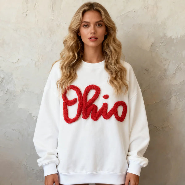 Oversized Team Chenille Embroidered Sweatshirt