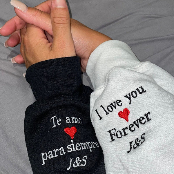 Personalized Embroidered Forever yours You are mine Matching Hoodie Sweatshirt Couple Gifts