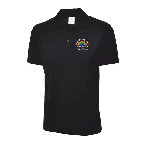 Custom Embroidered Unisex Polo Shirt with NHS Rainbow or Logo for Healthcare Workers