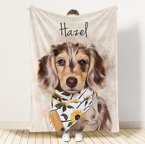 Personalized Pet Photo Blanket with Name Christmas Gift for Pet Lovers