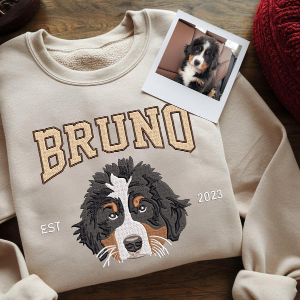 Personalized Embroidered Pet Face and Name Est Sweatshirt for Pet Lovers