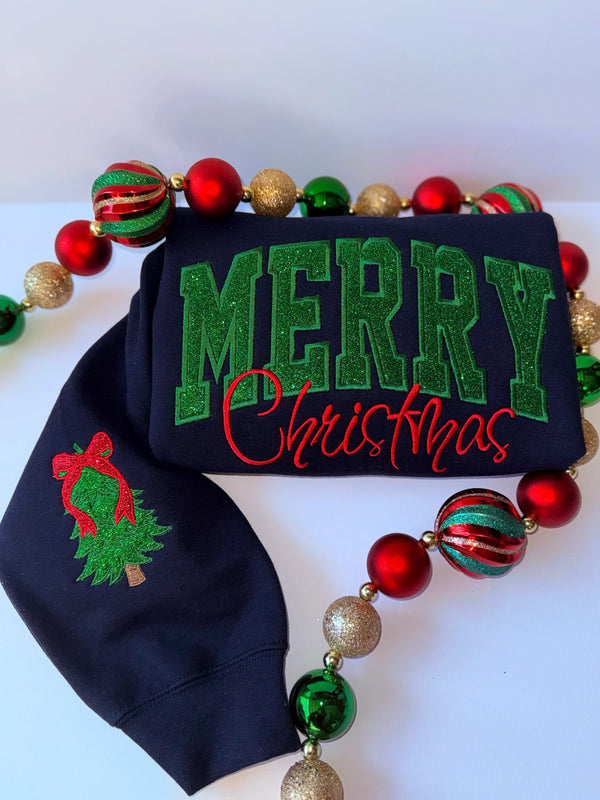 Custom Glitter “Merry Christmas” T-shirt, Sweatshirt, Hoodie