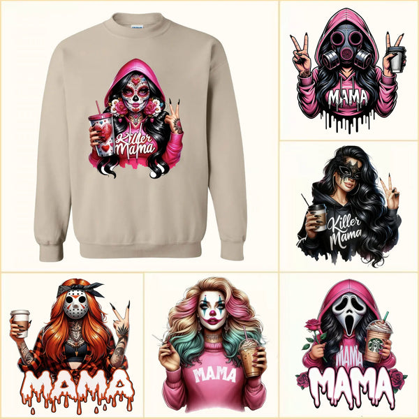 Halloween Cool MAMA Sweatshirt with Kid's Names on the Sleeve