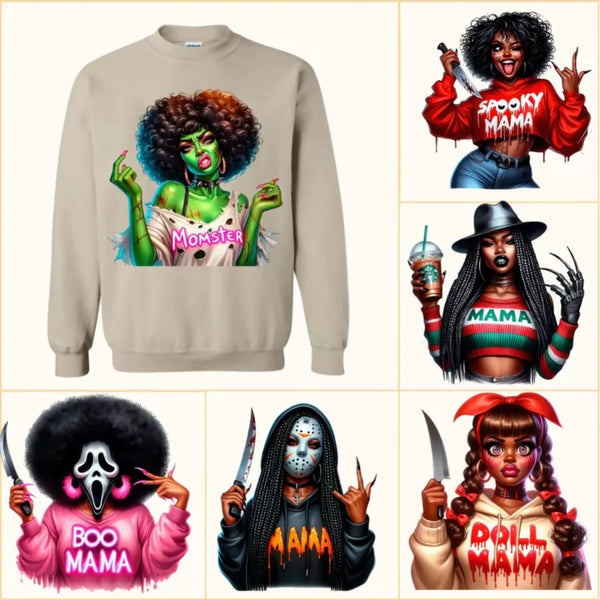 Halloween Cool MAMA Sweatshirt with Kid's Names on the Sleeve