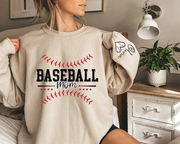 Personalized Baseball Mom Sweatshirt with Kids names, Baseball Hoodie For Women, Mothers Day Gift