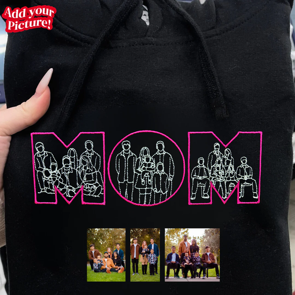 Custom Photo Outline Embroidered Sweatshirt – Personalized Mom, Dad, or Nickname Sweatshirt