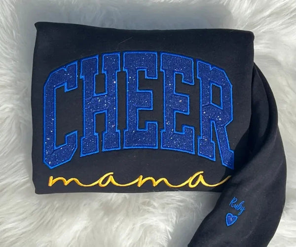 Custom CHEER MAMA Glitter Embroidered Sweatshirt Mother’s Day