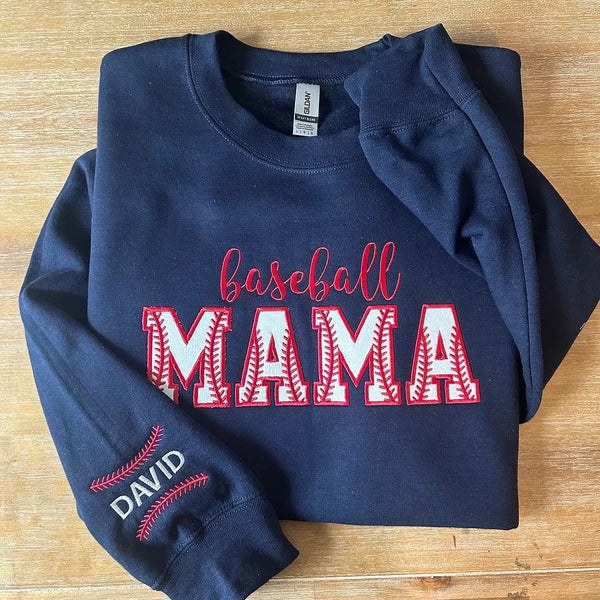 ⚾️ Swinging for the Stars-Embroidered Baseball Mama Glitter Crewneck Sweatshirt-Gift For Mom,Sports Enthusiast