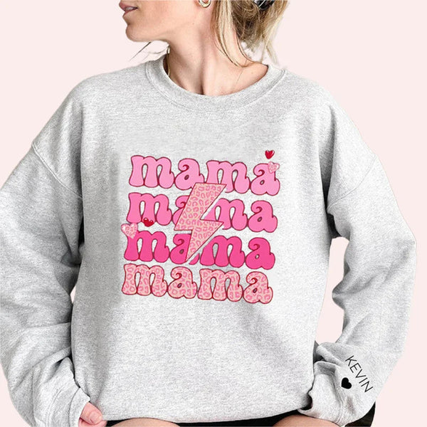Custom MAMA Sweatshirt,Names on the Sleeve,Mama Sweatshirt, Mom Life Sweatshirt, Gift for Mom,Mothers Day Sweatshirt