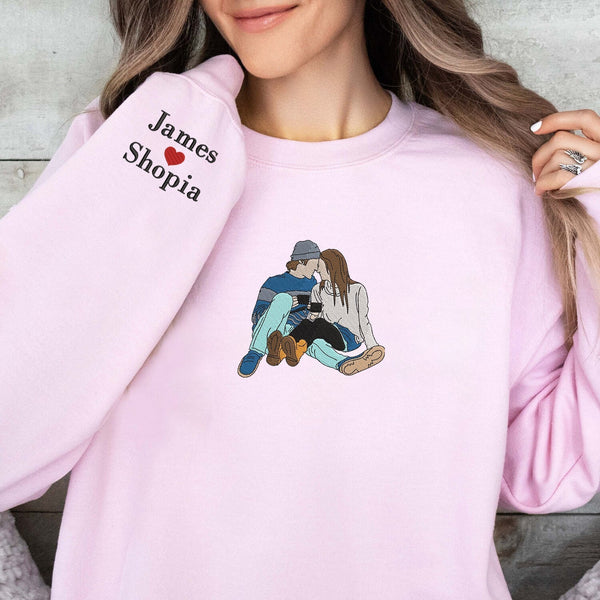 Couple Gifts Embroidery Sweatshirt, Valentine gifts, Custom photo Embroidery Sweatshirt, Personalized, Love you so much