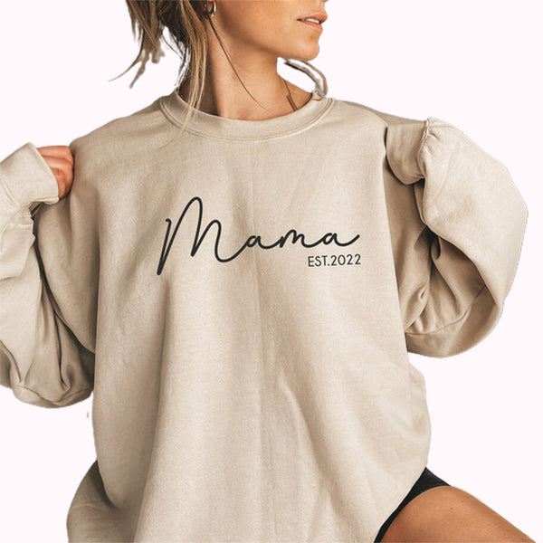 Personalized Mama Est Sweatshirt,Mothers Day Gift,New Mom Gift