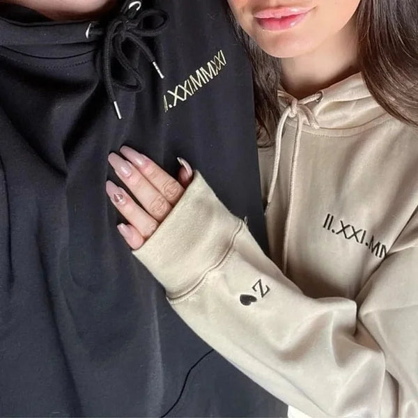 Custom Roman Numeral Embroidered Matching Sweatshirt, Personalized Couples Gifts