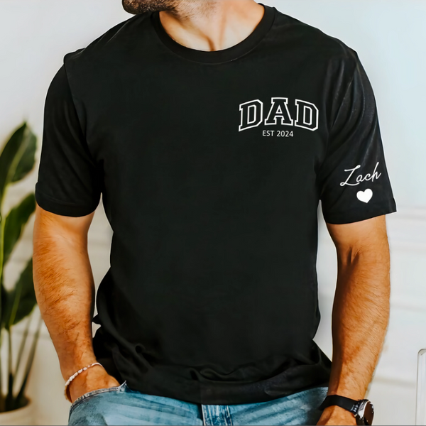 Dad's Pride-Custom Embroidered Dad Shirt with Kids Names On Sleeve