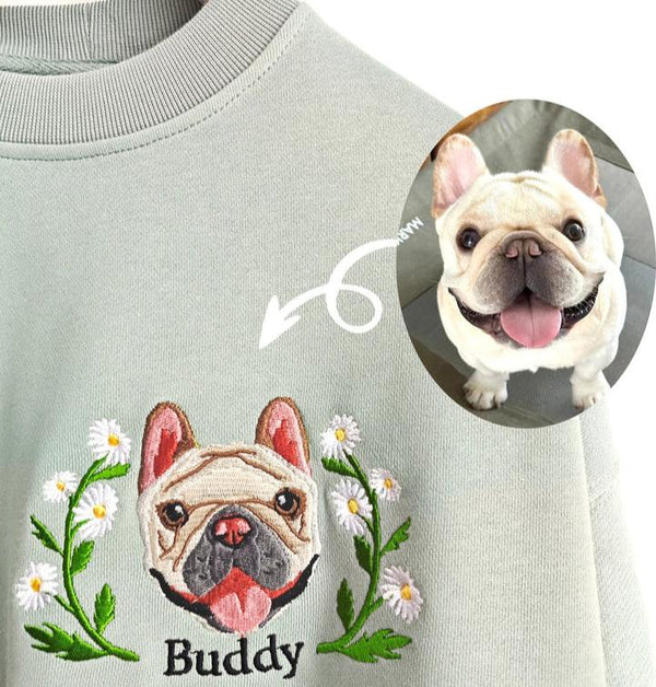 Custom Dog Face Embroidered Sweatshirt,Cat Sweatshirt,Personalized Gift For Mom,Perdog sweatshirt,Mummy Dog's Gift