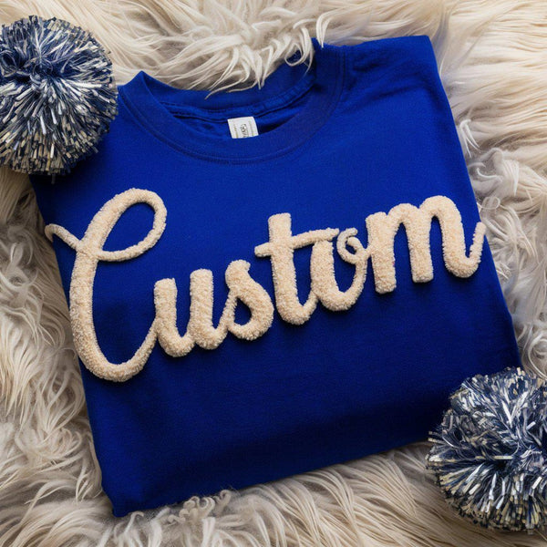 Personalized Yarn Embroidered Sweatshirt, Custom Chenille Team Sweatshirt