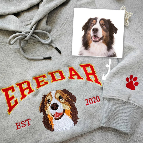 Custom Dog Hoodie with Pet's Face Personalized Embroidered Sweatshirt